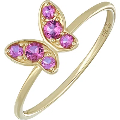 Bony Levy 14k Gold Pink Topaz Butterfly Ring