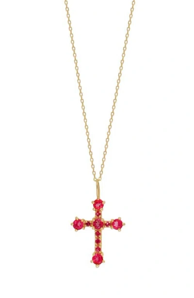 Bony Levy 14k Gold Pink Topaz Cross Pendant Necklace In 14k Yellow Gold