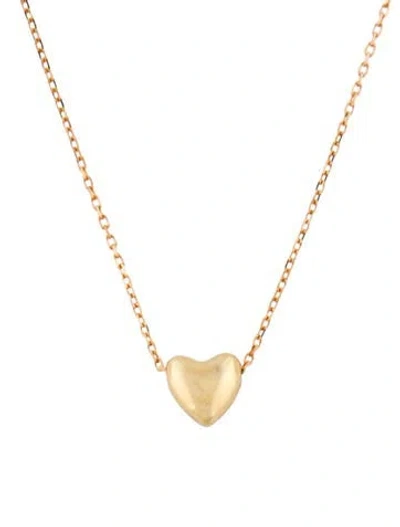 Pre-owned Bony Levy 14k Gold Puffy Heart Pendant Necklace, 18" In Multi