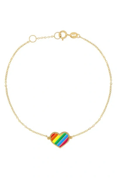 Bony Levy 14k Gold Rainbow Heart Bracelet In 14k Yellow Gold