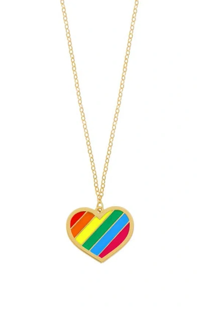 Bony Levy 14k Gold Rainbow Heart Pendant Necklace