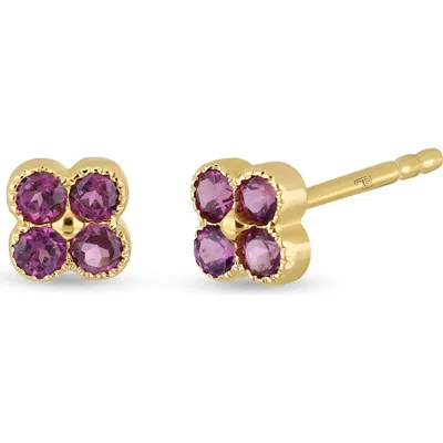 Bony Levy 14k Gold Rhodolite Garnet Flower Stud Earrings In 14ky