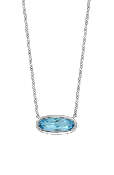 Bony Levy 14k Gold Sky Blue Topaz Oval Pendant Necklace In 14k White Gold