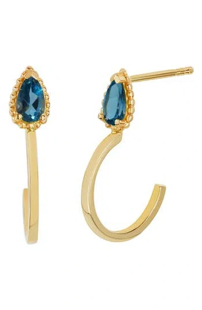 Bony Levy 14k Gold Stone Drop Earrings In 14k Yellow/london Blue Topaz