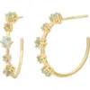 Bony Levy 14k Gold Stone Hoop Earrings In 14k Yellow Gold/blue Topaz