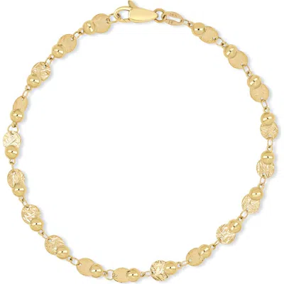 Bony Levy 14k Gold Textured Disc Bead Chain Bracelet