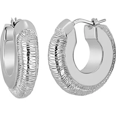 Bony Levy 14k Gold Textured Hoop Earrings In 14k White Gold