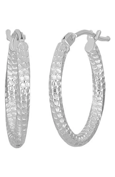 Bony Levy 14k Gold Textured Hoop Earrings In Silver
