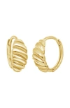 Bony Levy 14k Gold Textured Oval Huggie Hoop Earrings