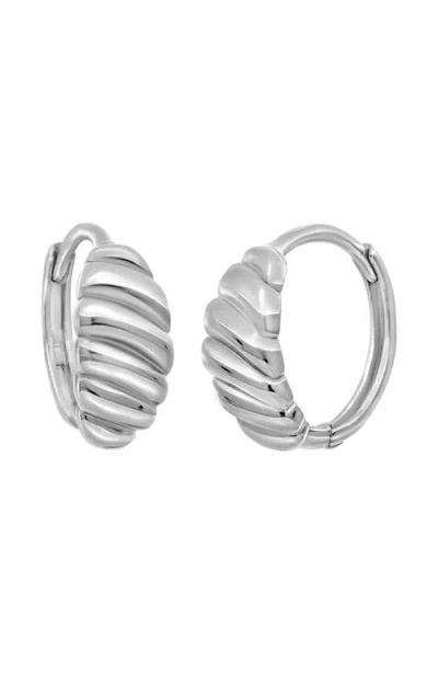 Bony Levy 14k Gold Textured Oval Huggie Hoop Earrings In Metallic