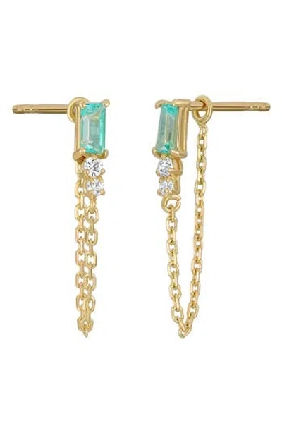 Bony Levy 14k Gold Topaz & Diamond Front/back Earrings