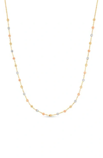 Bony Levy 14k Gold Tri-tone Beaded Station Chain Necklace