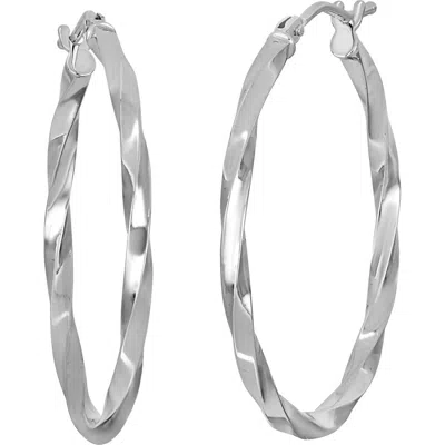 Bony Levy 14k Gold Twisted Hoop Earrings In Silver