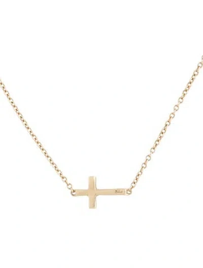 Pre-owned Bony Levy 14k Sideways Cross Necklace, 18" In Multicolor