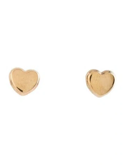 Pre-owned Bony Levy 14k Small Heart Stud Earrings In Multicolor