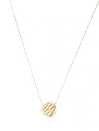 Pre-owned Bony Levy 14k Textured Disc Necklace, 18" In Multi