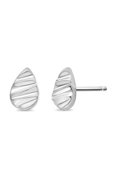 Bony Levy 14k White Gold Textured Teardrop Stud Earrings In Metallic