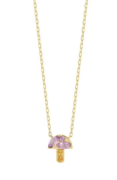 Bony Levy 14k Yellow Gold Amethyst & Citrine Mushroom Pendant Necklace