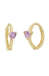 Bony Levy 14k Yellow Gold Amethyst Huggie Hoop Earrings In Gray