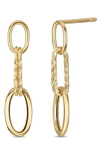 Bony Levy 14k Yellow Gold Oval Link Linear Drop Earrings In Purple