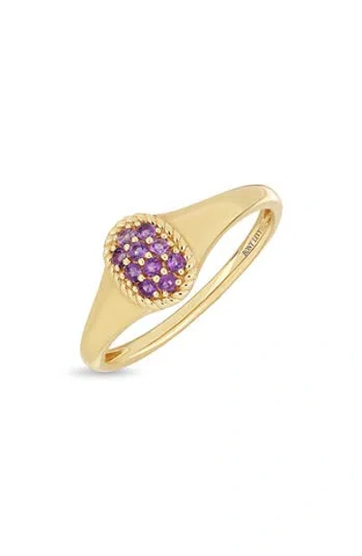 Bony Levy 14k Yellow Gold Pavé Amethyst Ring In Purple