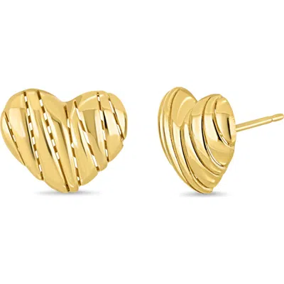 Bony Levy 14k Yellow Gold Textured Heart Stud Earrings In 14ky Gold