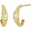 Bony Levy 14k Yellow Gold White Topaz Hoop Earrings In Gold