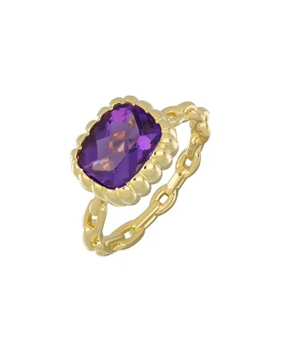 Bony Levy 18k Yellow Gold Cushion Cut Amethyst Ring In Blue