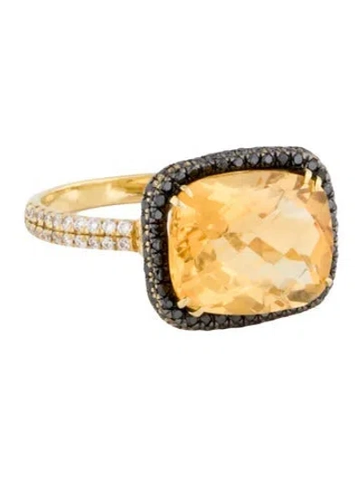 Pre-owned Bony Levy 18k Citrine & Diamond Cocktail Ring In Multi