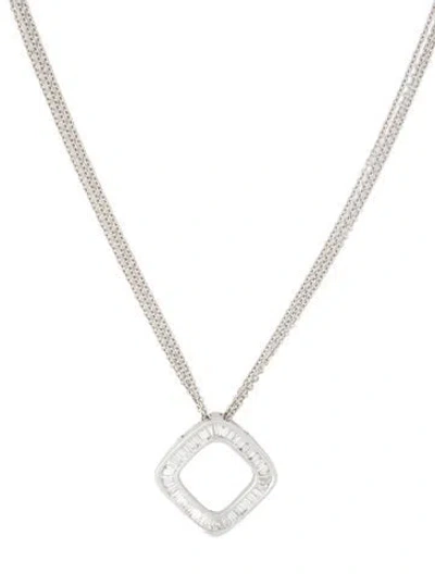 Pre-owned Bony Levy 18k Diamond Carriere Large Square Pendant Necklace, 18" In Multi