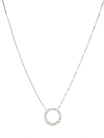 Pre-owned Bony Levy 18k Diamond Circle Pendant Necklace, 18" In Multicolor