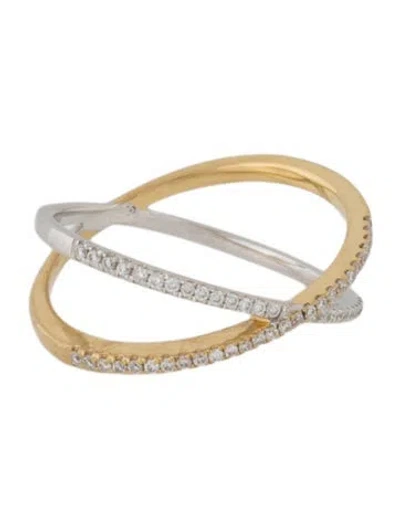 Pre-owned Bony Levy 18k Diamond Crossover Band Ring In Multi