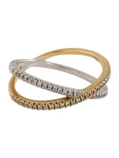 Pre-owned Bony Levy 18k Diamond Crossover Band Ring In Multicolor