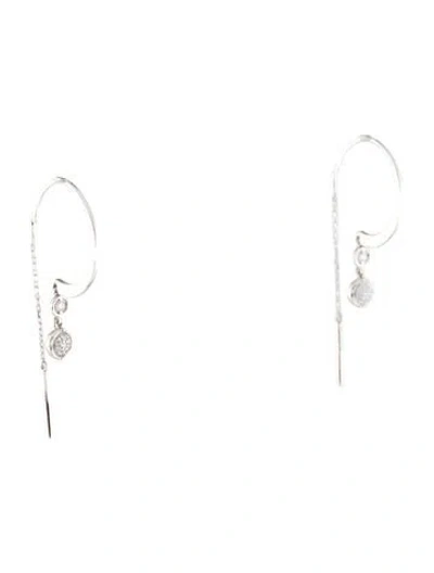 Pre-owned Bony Levy 18k Diamond Dangle Hoop Earrings In Multi