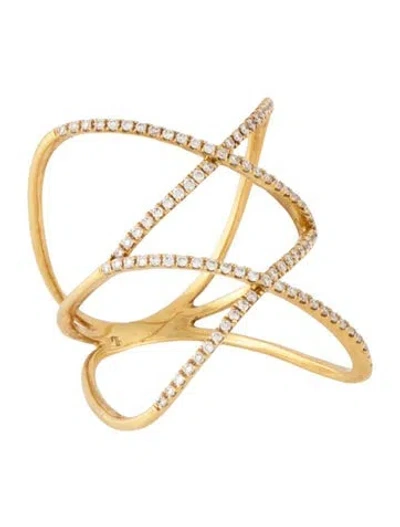 Pre-owned Bony Levy 18k Diamond Double Crossover Ring In Multicolor