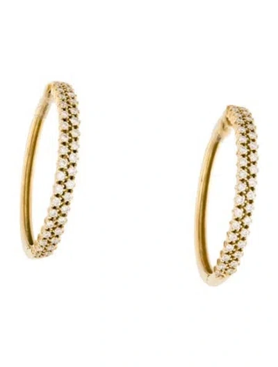 Pre-owned Bony Levy 18k Diamond Double Row Hoop Earrings In Multi