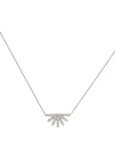 Pre-owned Bony Levy 18k Diamond Half Sun Pendant Necklace, 18.5" In Multi