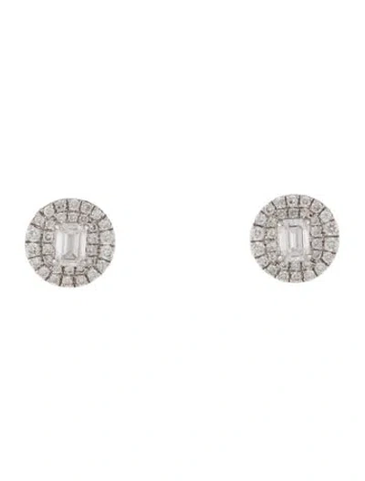 Pre-owned Bony Levy 18k Diamond Halo Stud Earrings In Multi