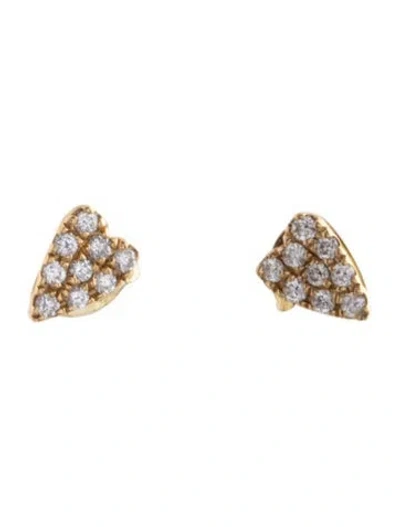 Pre-owned Bony Levy 18k Diamond Heart Stud Earrings In Multi