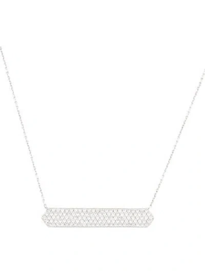 Pre-owned Bony Levy 18k Diamond Hexagonal Bar Pendant Necklace, 18" In Multicolor