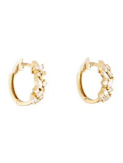 Pre-owned Bony Levy 18k Diamond Hoop Earrings In Multicolor