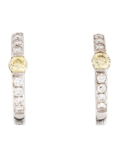 Pre-owned Bony Levy 18k Diamond Huggie Earrings In Multicolor
