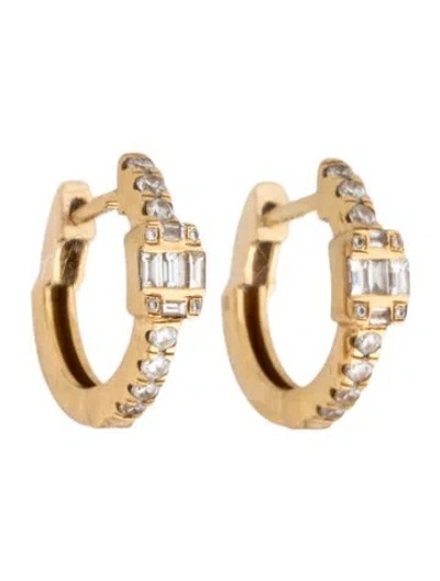 Pre-owned Bony Levy 18k Diamond Huggie Earrings In Multicolor