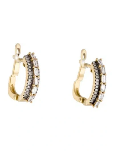Pre-owned Bony Levy 18k Diamond Huggie Hoop Earrings In Multi
