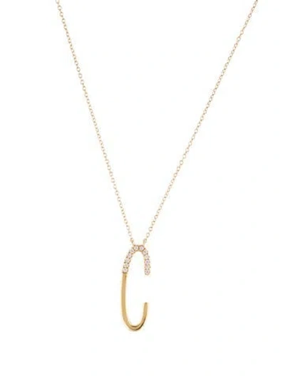 Pre-owned Bony Levy 18k Diamond Initial 'c' Pendant Necklace, 18" In Multi