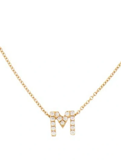 Pre-owned Bony Levy 18k Diamond Initial 'm' Pendant Necklace, 18" In Multicolor