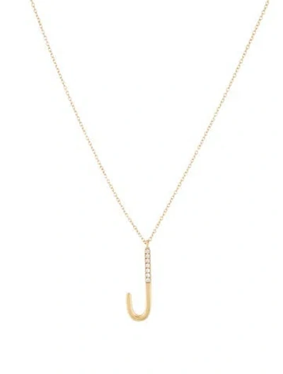 Pre-owned Bony Levy 18k Diamond 'j' Pendant Necklace, 18" In Multi