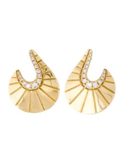 Pre-owned Bony Levy 18k Diamond Kiera Curved Stud Earrings In Multicolor