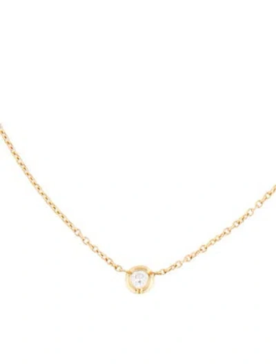 Pre-owned Bony Levy 18k Diamond Petite Bezel Solitaire Necklace, 18.5" In Multicolor
