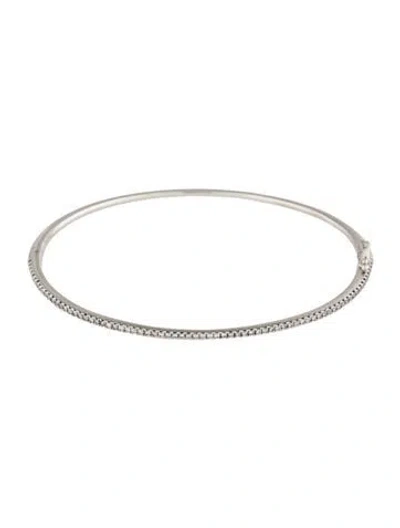 Pre-owned Bony Levy 18k Diamond Skinny Bangle Bracelet, 6.75" In Multi